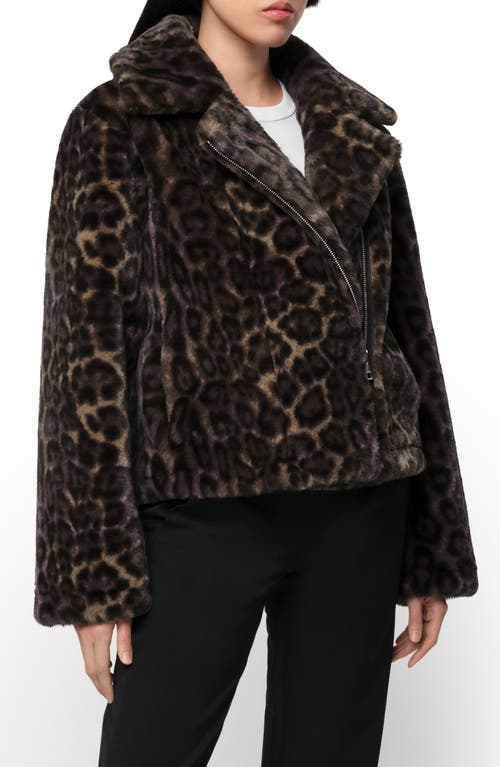 Shop Apparis Dahlia Leopard Recycled Polyester Pluche™ Faux Fur Biker Jacket In Dark Leopard