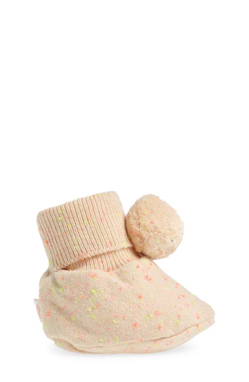 Pink Lemonade Pompom Cotton Bootie In Peach Multi