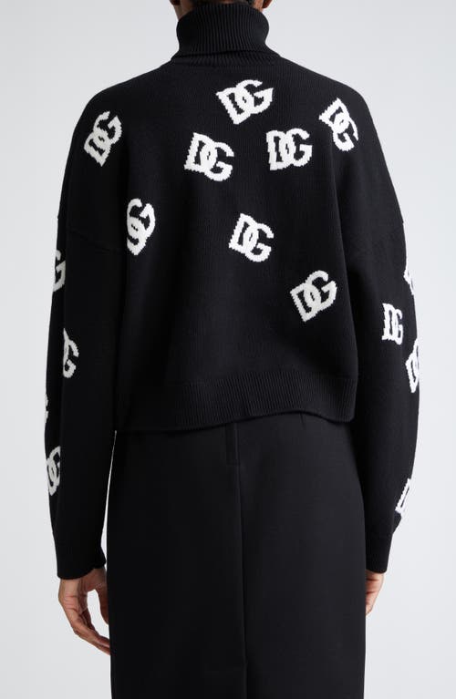 Dolce & Gabbana Intarsia-knit Logo Virgin Wool Jumper In Nero/bianco