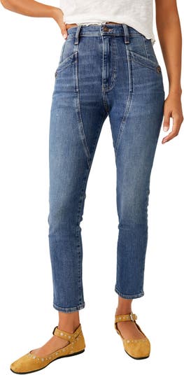 Free People We the Free Maggie Ripped Crop Straight Leg Jeans