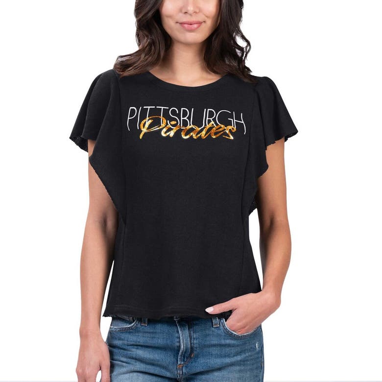Shop G-iii 4her By Carl Banks Black Pittsburgh Pirates Crowd Wave T-shirt