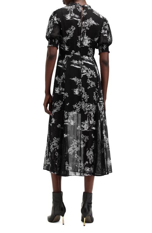 Shop Allsaints Laverna Floral Print Midi Dress In Maria Black