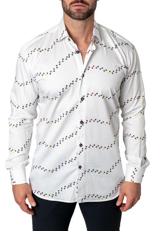 Maceoo Fibonacci Regular Fit Pawprint White Button-Up Shirt at Nordstrom, Size Xx-Large