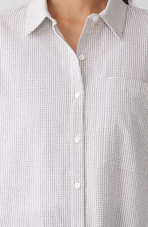 Shop Eileen Fisher Classic Collar Check Organic Cotton Button-up Shirt In White