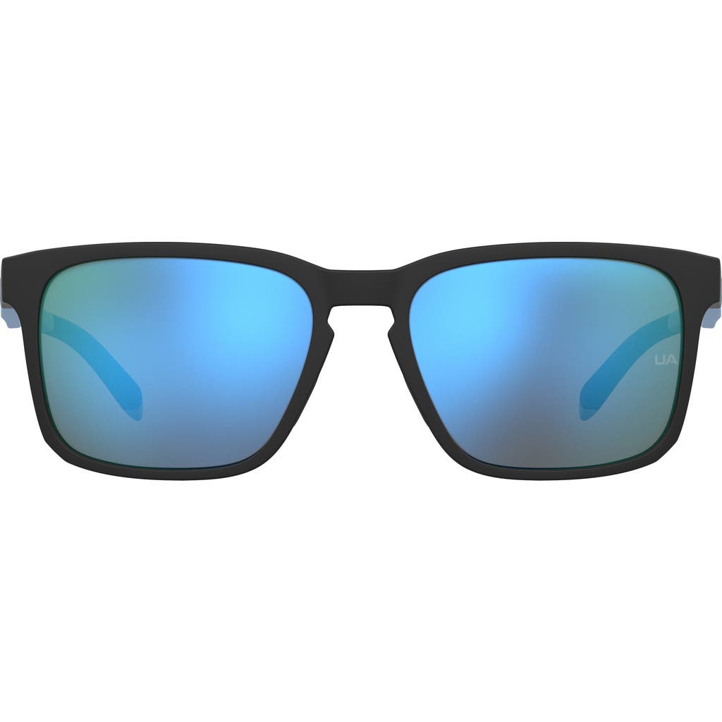 Under Armour 57mm Rectangular Sunglasses In Matte Black Blue/multilayer