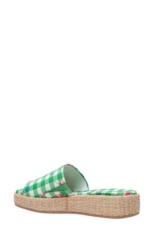 Shop Lisa Vicky Smile 2 Platform Slide Sandal In Green Cherry Print