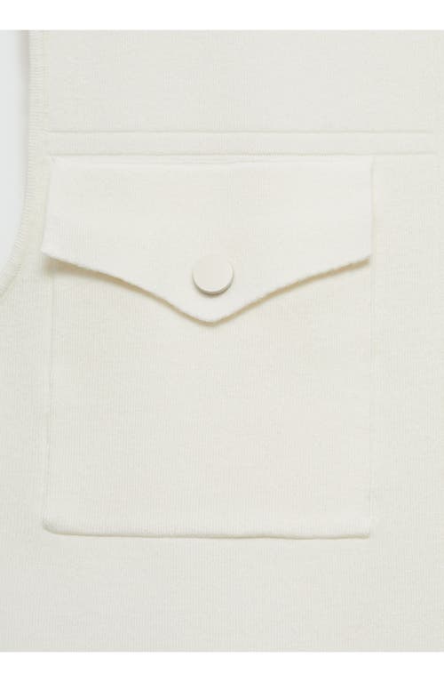 Mango Snap Front Knit Vest In Ecru