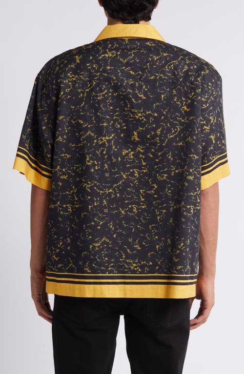 Shop Hugo Boss Hugo Egeeno Border Stripe Camp Shirt In Gold