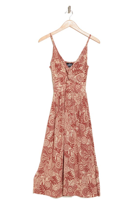 Angie Twisted Front Midi Sundress In Brown