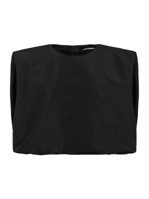 Shop Nocturne Taffeta Crewneck Blouse In Black