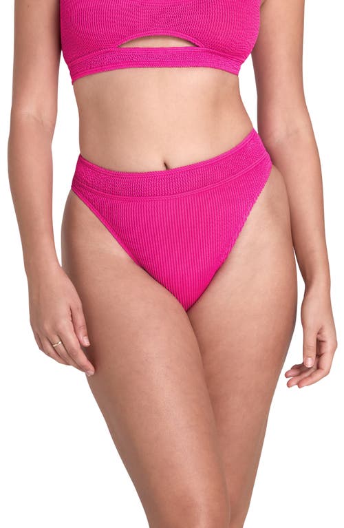 BOUND by Bond-Eye The Savannah High Waist Bikini Bottoms in Bright Pink