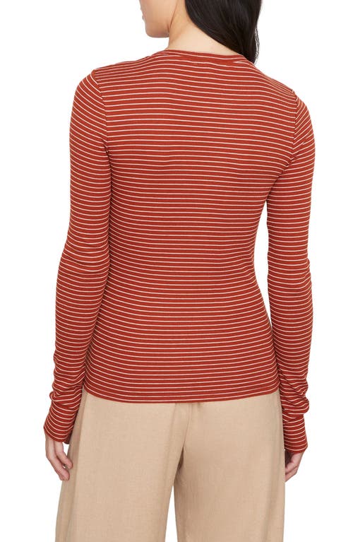 Shop Vince Rib Knit Crewneck Top In Cinnamon/blanc