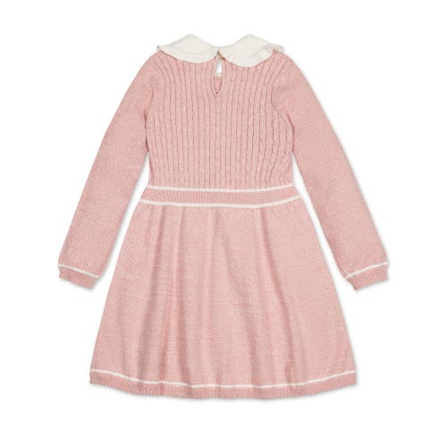 Shop Hope & Henry Girls' Organic Peter Pan Collar Sweater Dress, Toddler In Pale Pink Marl Cable