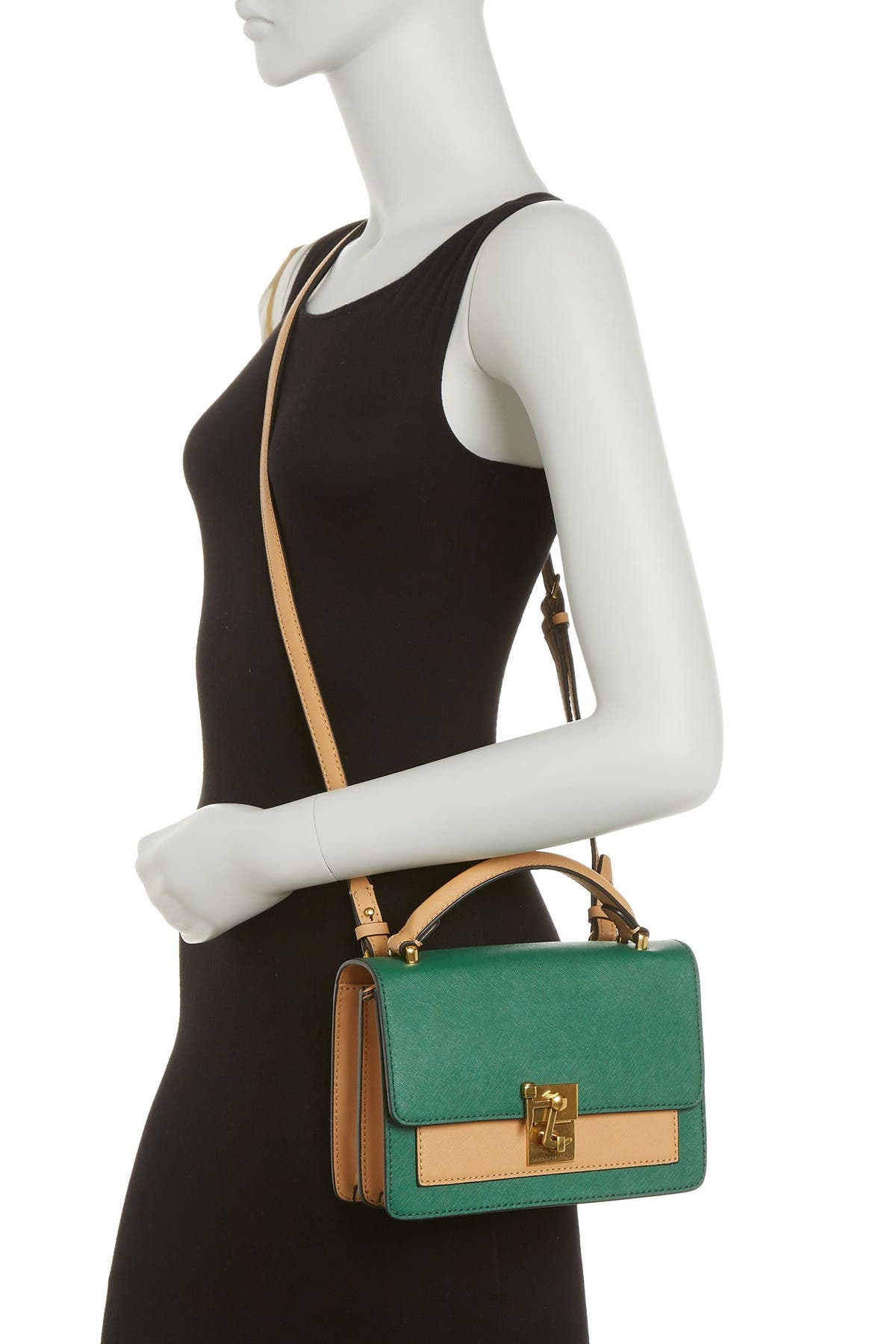 Etienne Aigner Leah Leather Crossbody In Verdant Green/biscui