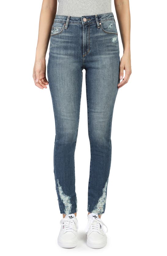 Articles Of Society Rene Distressed High Waist Raw Hem Skinny Jeans In George Town