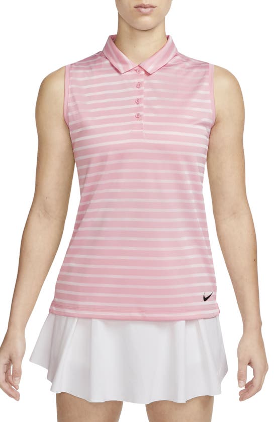 Nike Women's Dri-fit Victory Striped Sleeveless Golf Polo In Pink