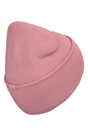 Adidas Originals Adidas Wide Cuff Knit Beanie In Semi Pink Spark