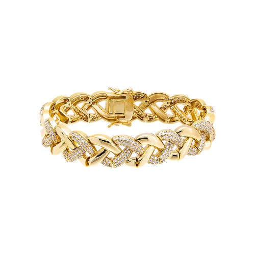 Shop Adina Eden By  Solid/pave Braided Chain Bracelet In Gold