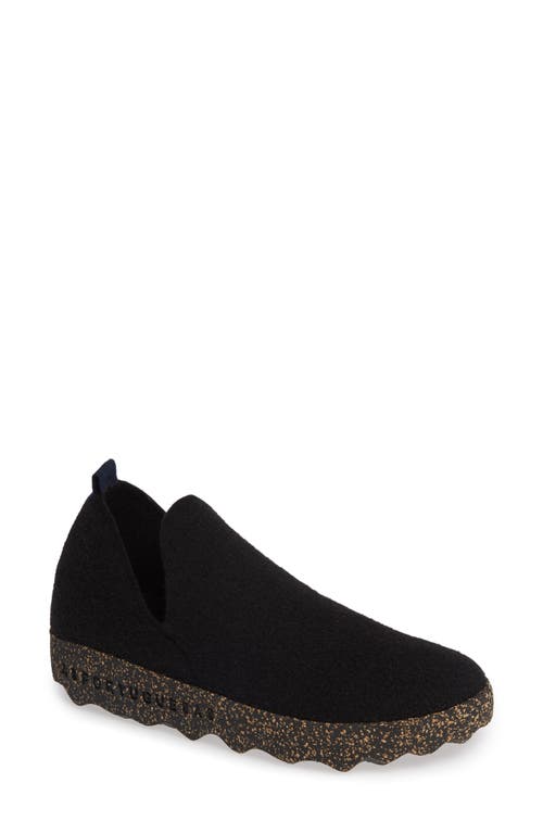 Asportuguesas by Fly London City Sneaker in Black Tweed/felt Fabric
