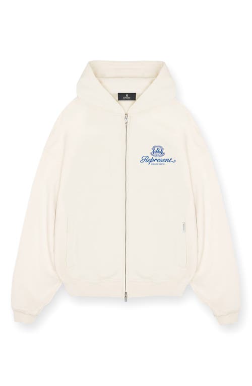 Shop Represent Permanent Vacation Oversize Zip Hoodie In Antique White