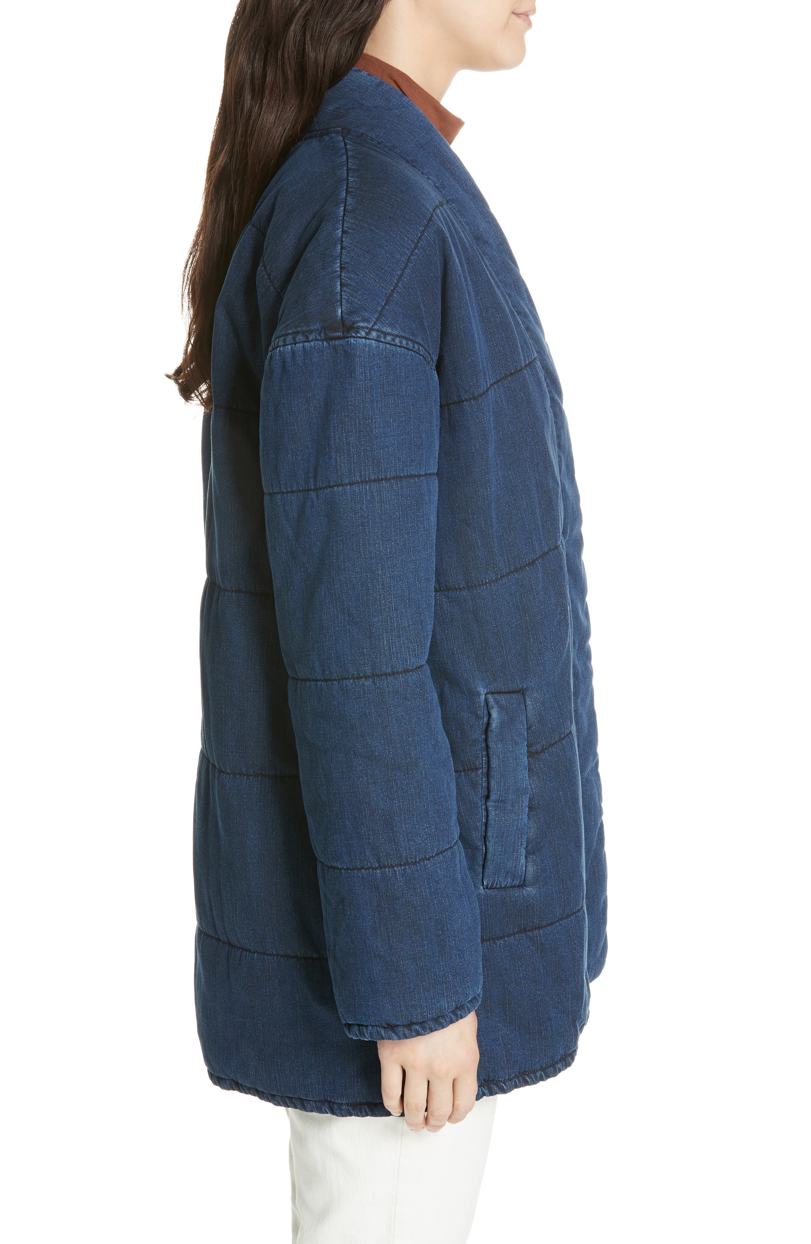 eileen fisher quilted denim jacket