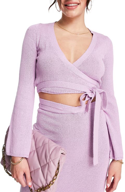 Long Sleeve Knit Wrap Top