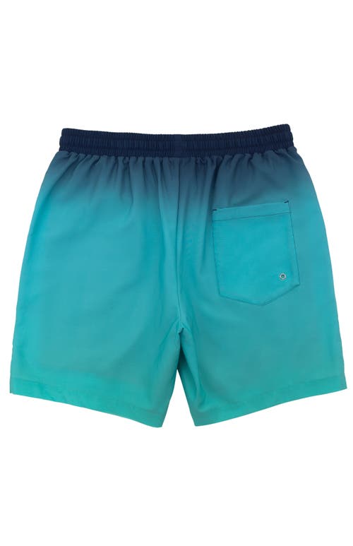 Shop Rokka&rolla Compression Liner Stretch Swim Trunks Upf 50+ In Sea Blue Gradient