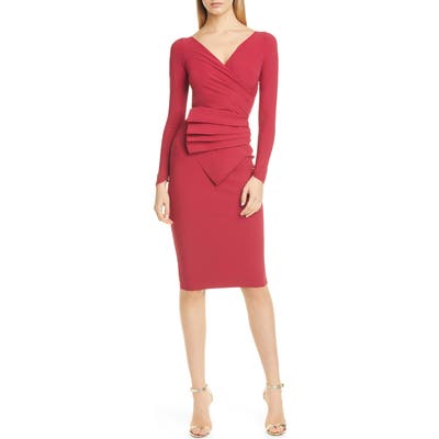 Chiara Boni La Petite Robe Kaya Long Sleeve Ruffle Cocktail Dress, US / 40 IT - Red