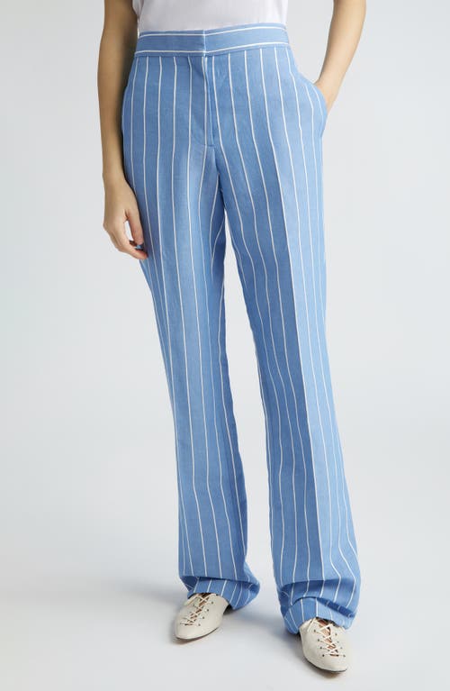 Stella Mccartney Pinstripe Straight Leg Trousers In Blue/white