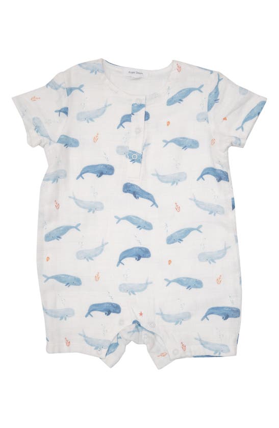 Angel Dear Babies' Whale Hello There Organic Cotton Romper In Blue