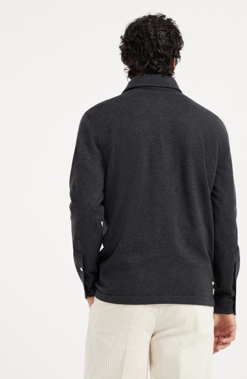 Shop Brunello Cucinelli Cashmere Knit Polo In Anthracite