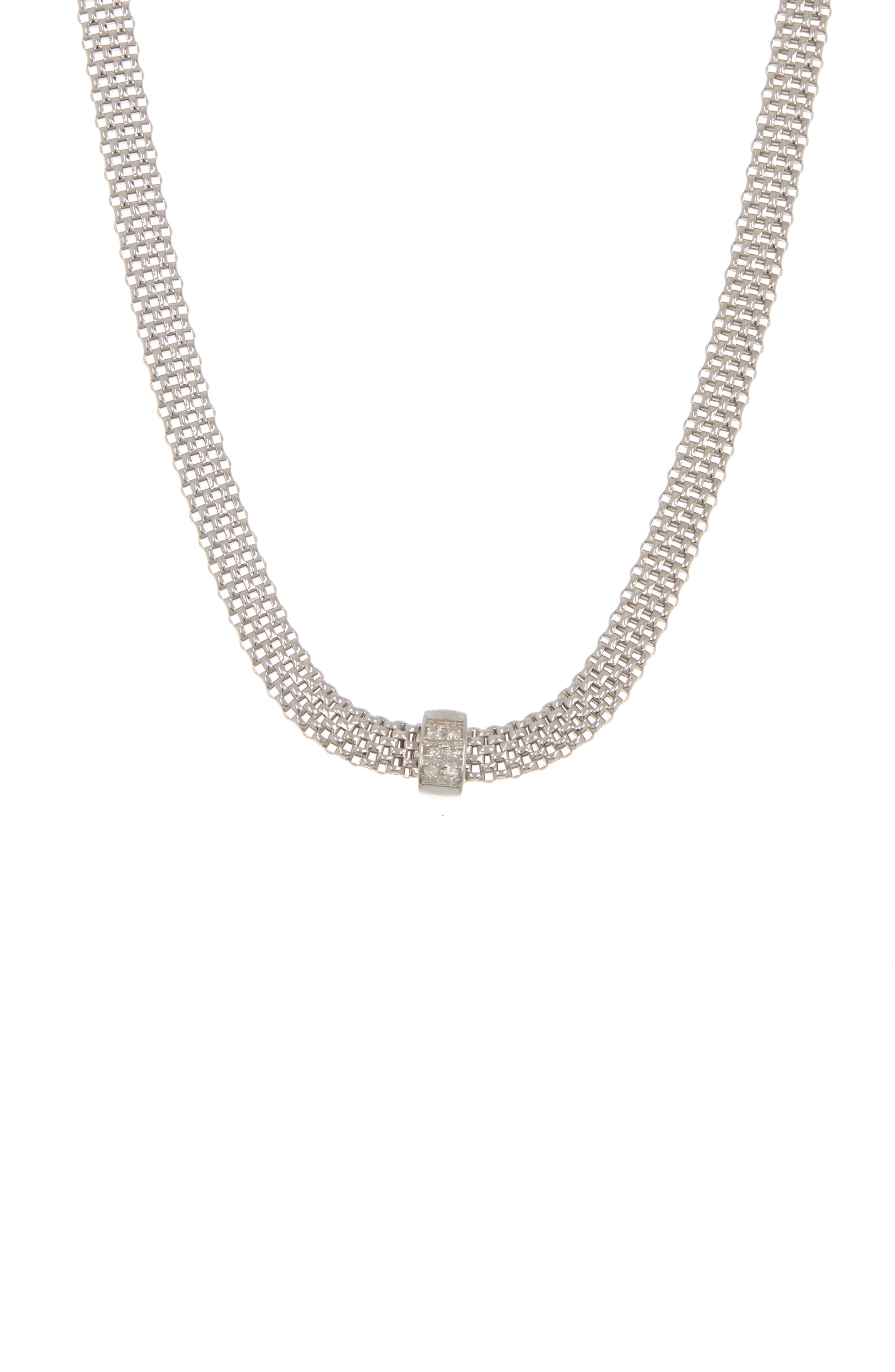 Meshmerise 18k Vermeil Plated Sterling Silver Mesh Necklace In White