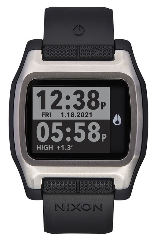 Nixon High Tide Digital Silicone Strap Watch, 44mm In Silver