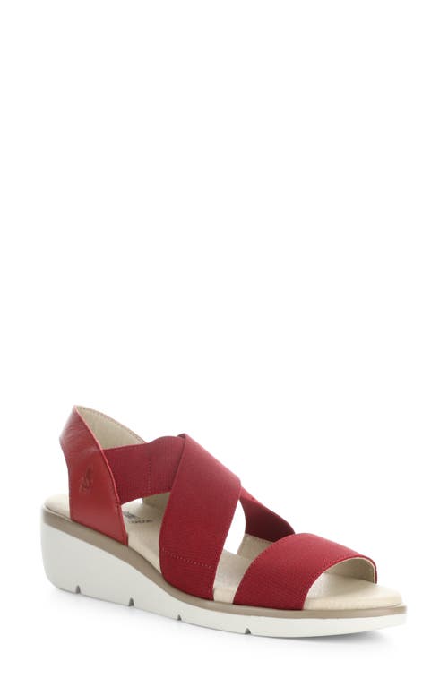 Fly London Noli Slingback Wedge Sandal in Lipstick Red Mousse at Nordstrom, Size 9-9.5Us