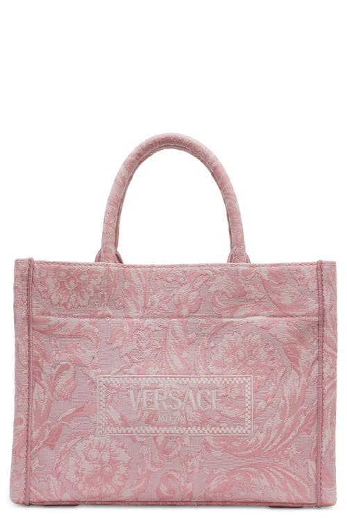 Versace Large Jacquard Canvas Tote In Pink