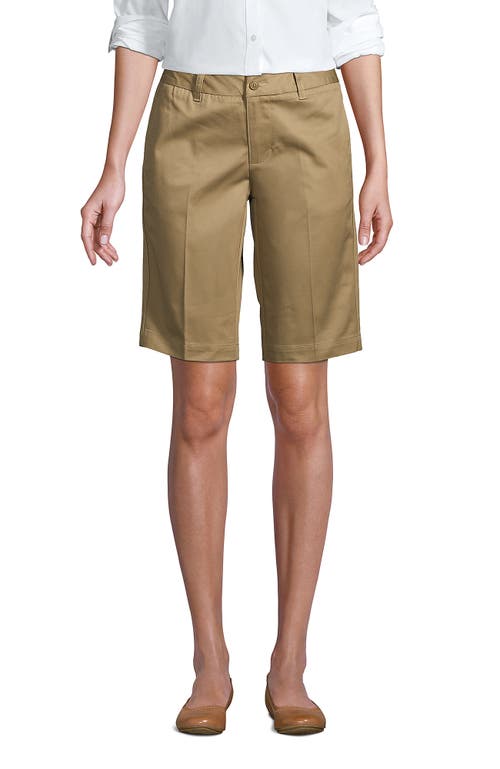 Lands' End Tall Plain Front Blend Chino Shorts In Khaki