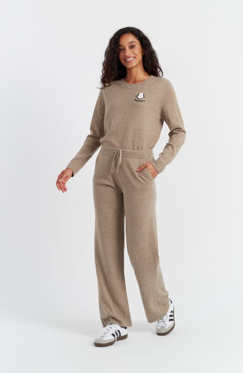 Shop Chinti & Parker Wide Leg Snoopy Track Pants In Camel