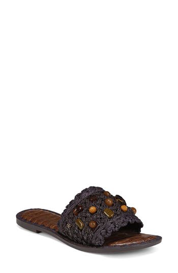 Sam Edelman Graciela Beaded Slide Sandal Pinto Brown In Pinto Brown