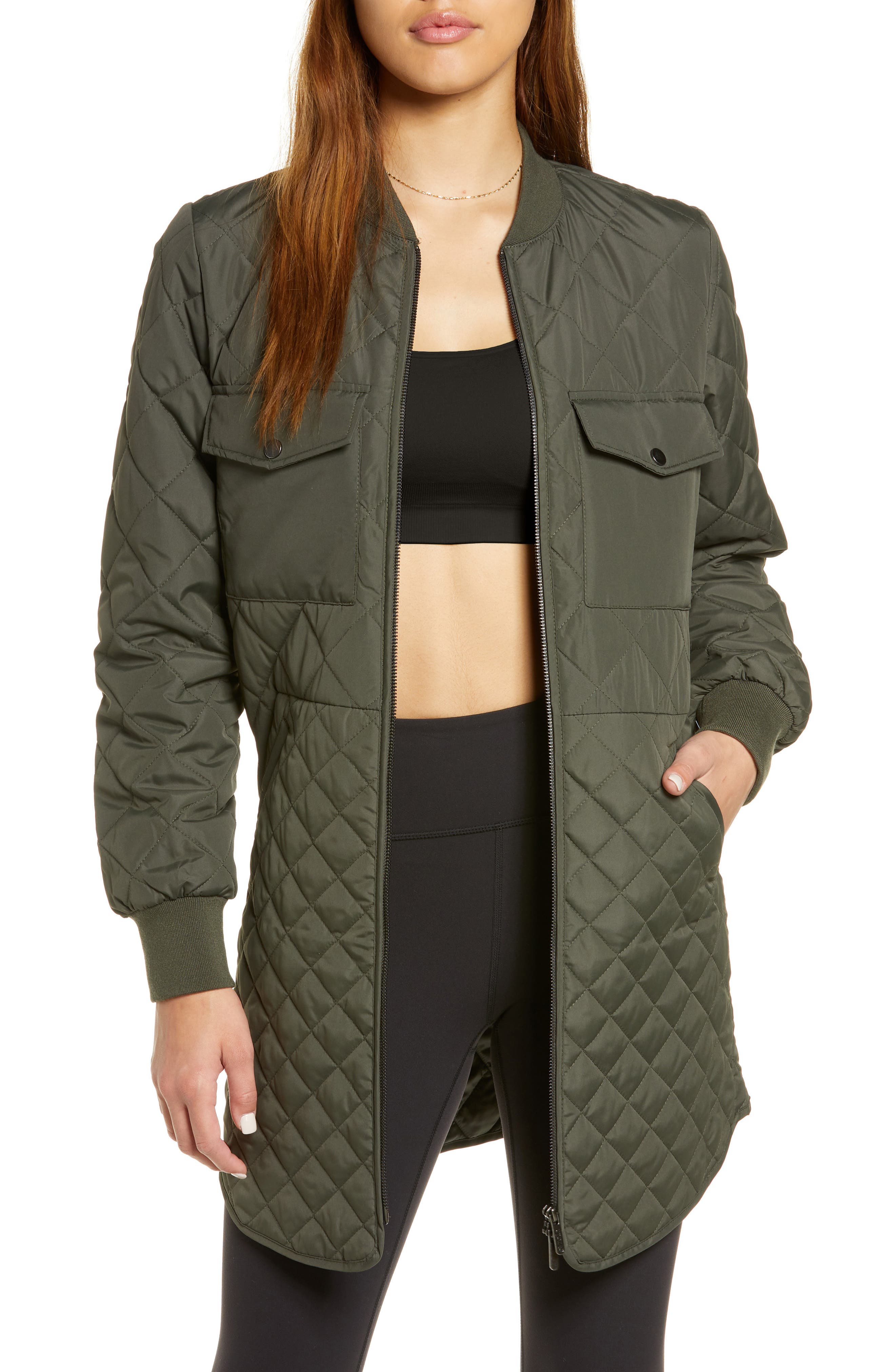 olive green long jacket womens