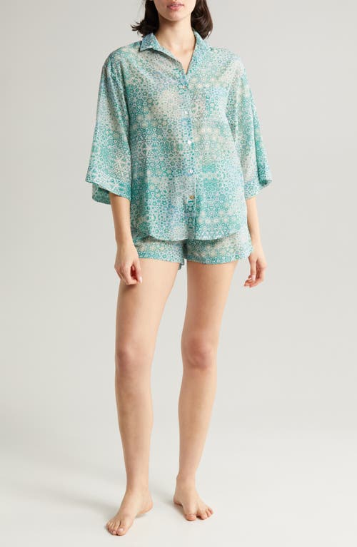 Amira Cotton & Silk Short Pajamas in Crystal Blue