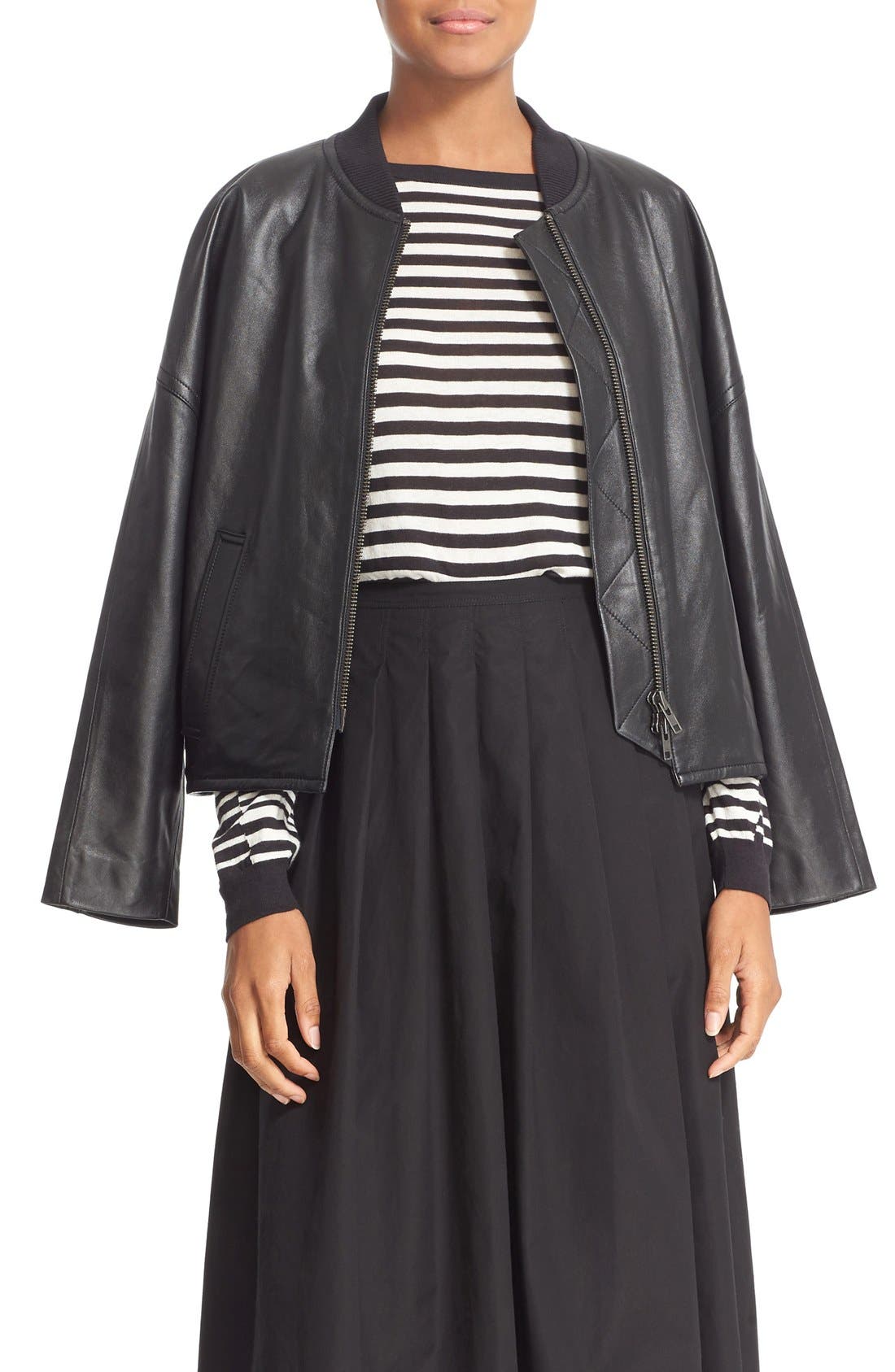 drop shoulder bomber jacket
