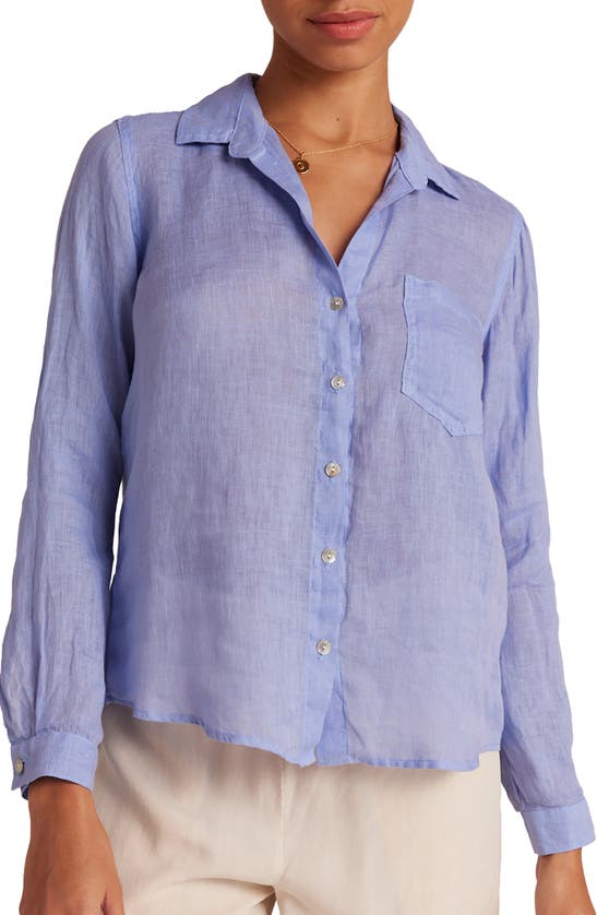 Shop Bella Dahl Garment Dyed Linen Button-up Shirt In Peri Blue