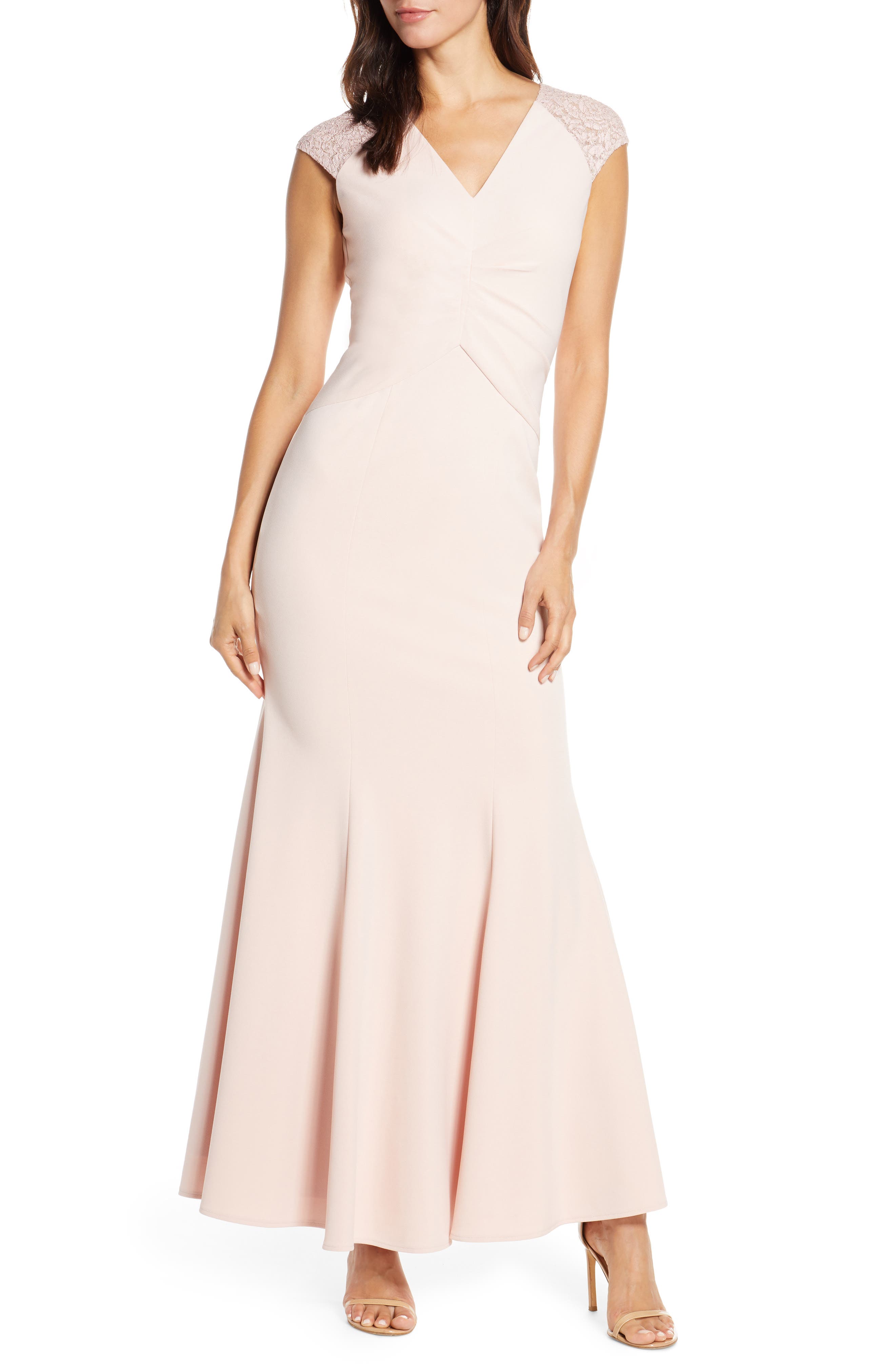 Vince Camuto Lace Back Trumpet Gown, Pink