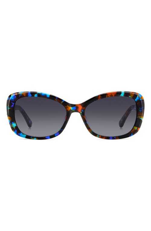 Kate Spade New York elowen 55mm gradient round sunglasses in Black Blue Havana/Grey at Nordstrom