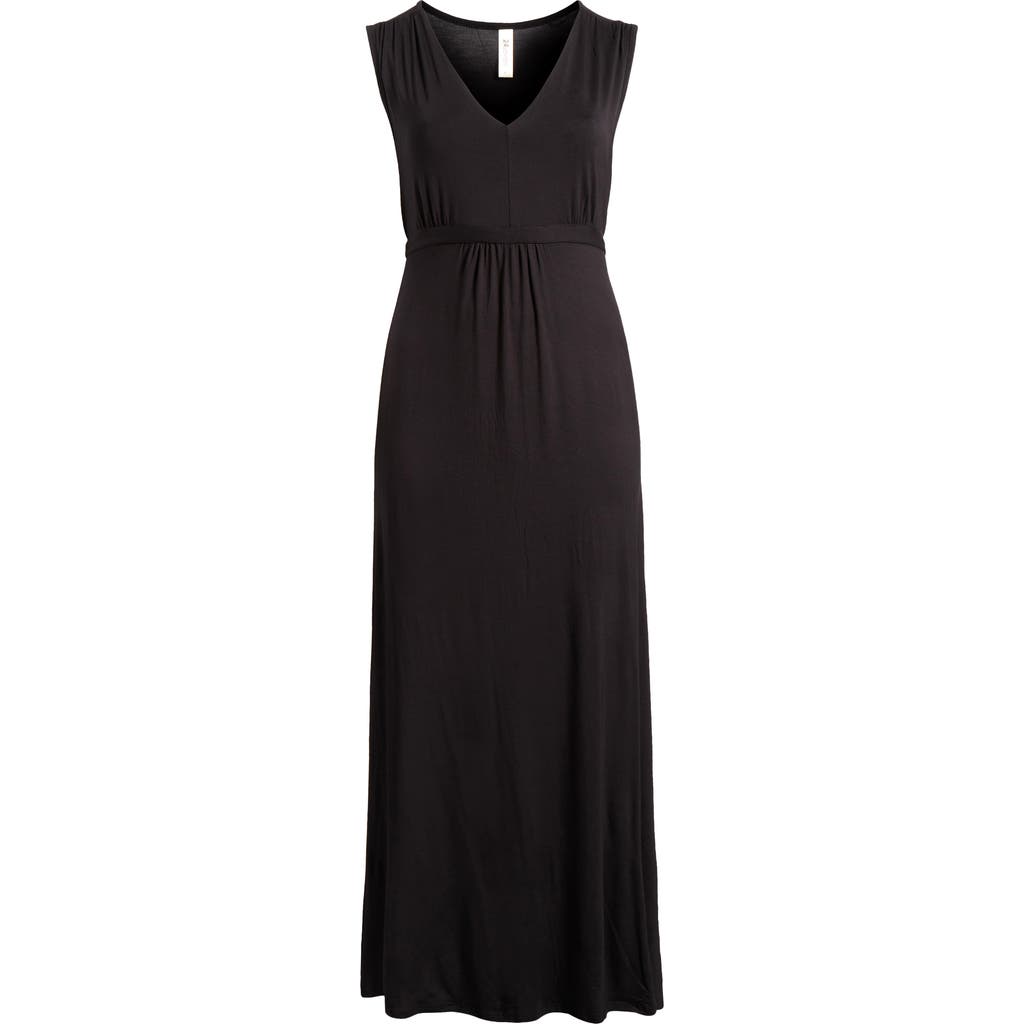 24seven Comfort Apparel Sleeveless Jersey Maxi Dress In Black