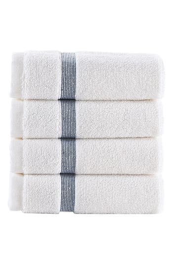 Brooks Brothers Contrast Border 4-piece Towel Set In Gray