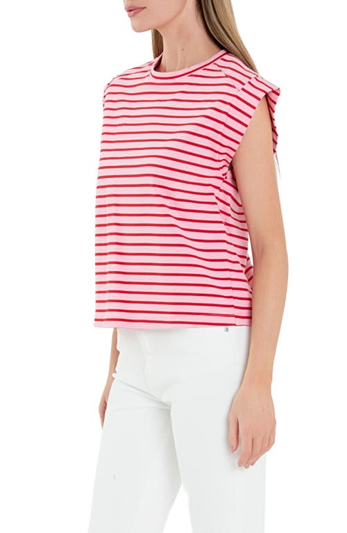 English Factory Stripe Cotton T-shirt In Pink/red