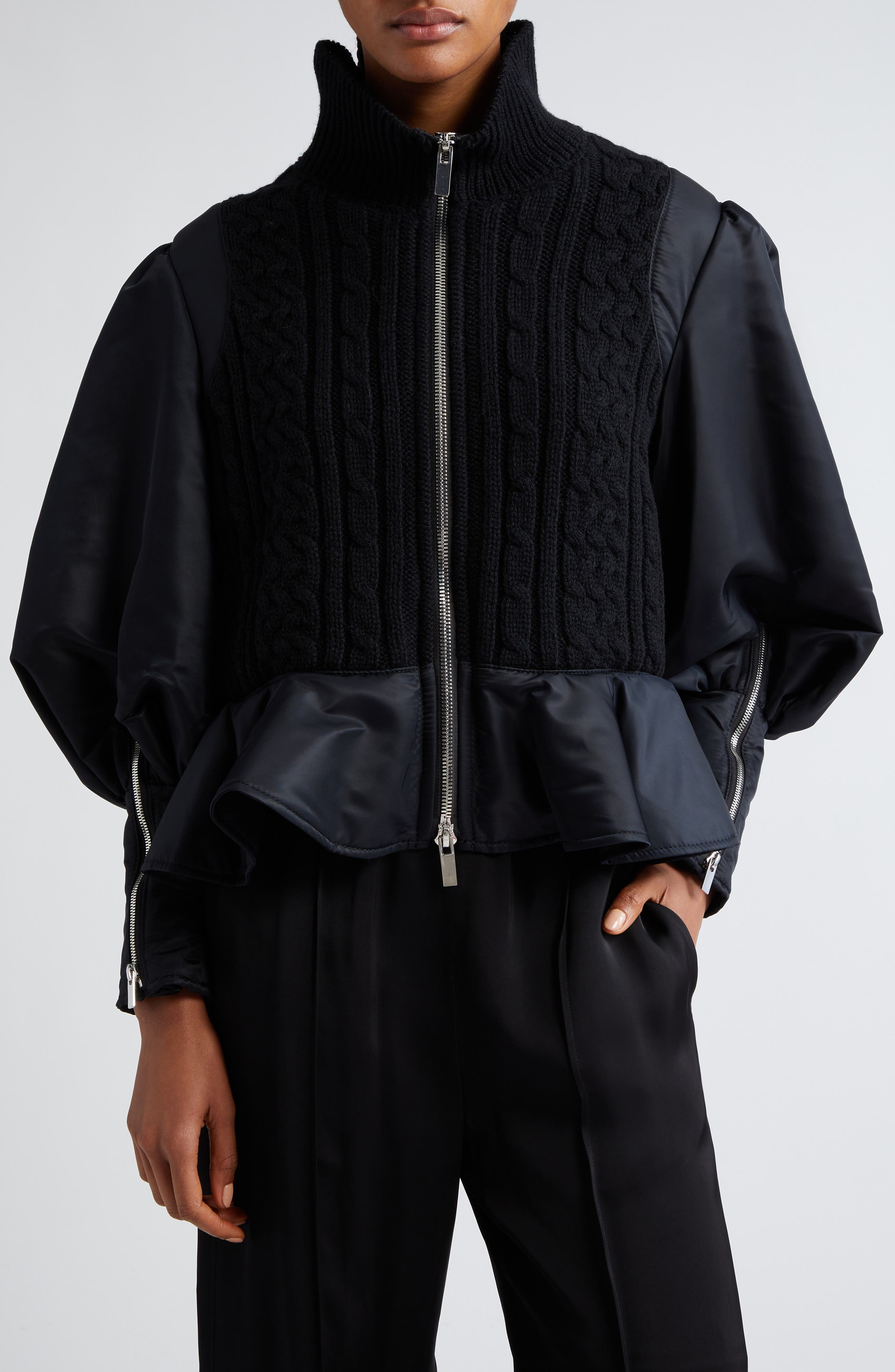 Noir Kei Ninomiya zipped padded coat - Black