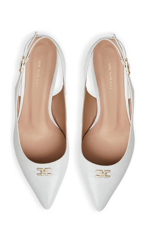 Bruno Magli Fiona Slingback Pointed Toe Pump In White Crinkled Paten