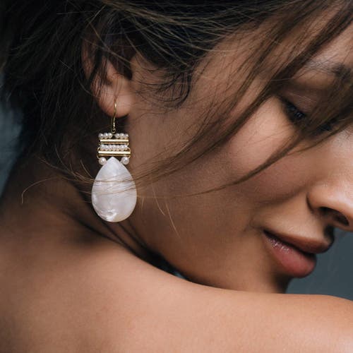 Freya Rose Pearl And Mother Of Pearl Pear Drops In Gold